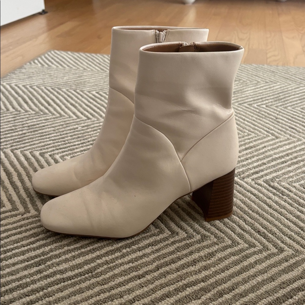Elegant Cream Heeled Ankle Boots